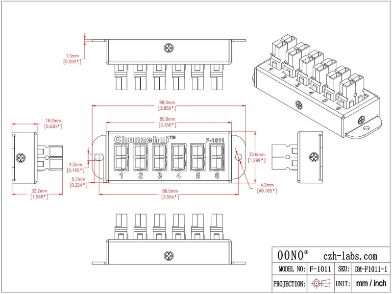 Chunzehui F-1011 6-Position 45A Power Pole Distribution Block Module, Connector Power Splitter Distributor Source Strip. - Image 5